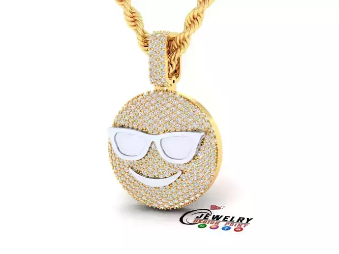 Custom Smiling Face with Sunglasses Emoji Diamond Pendant  3D print model