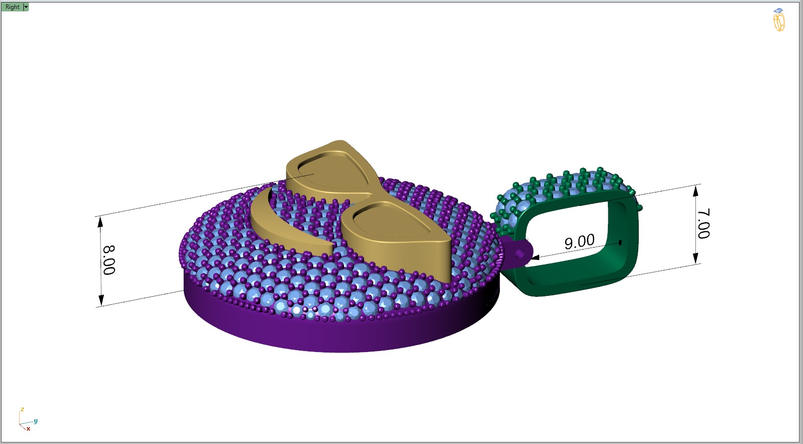 Custom Smiling Face with Sunglasses Emoji Diamond Pendant  3D print model_8