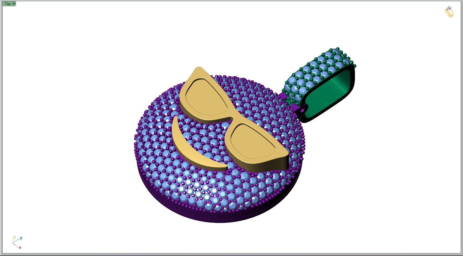 Custom Smiling Face with Sunglasses Emoji Diamond Pendant  3D print model_7