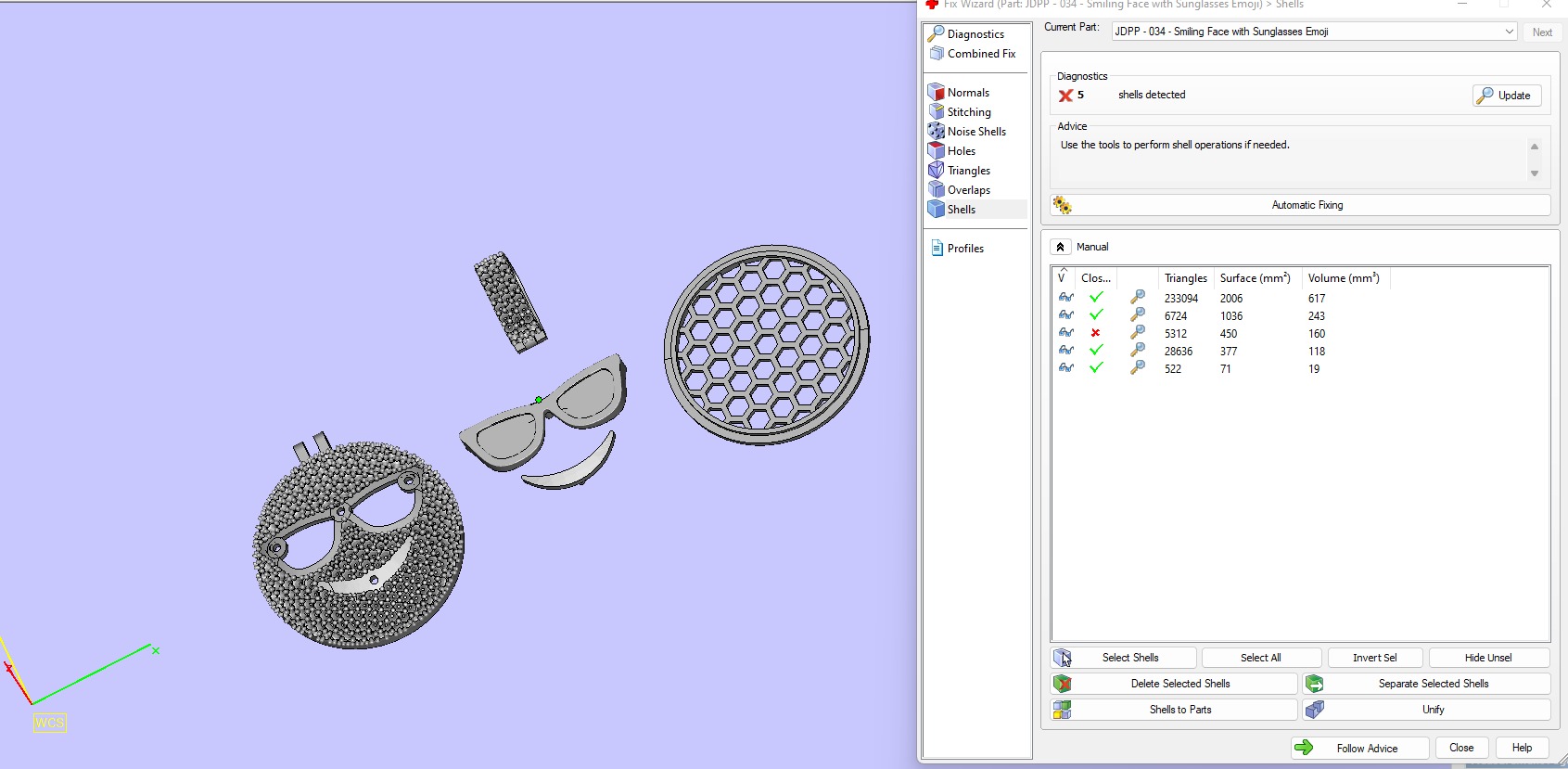 Custom Smiling Face with Sunglasses Emoji Diamond Pendant  3D print model_22