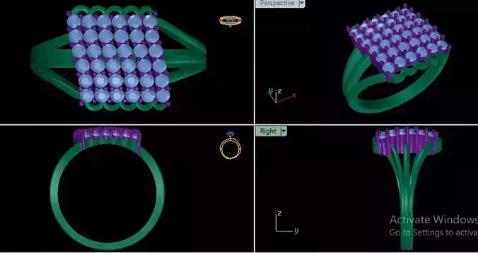 Fashion Diamond  Ring Ready Printable Model 3D print model