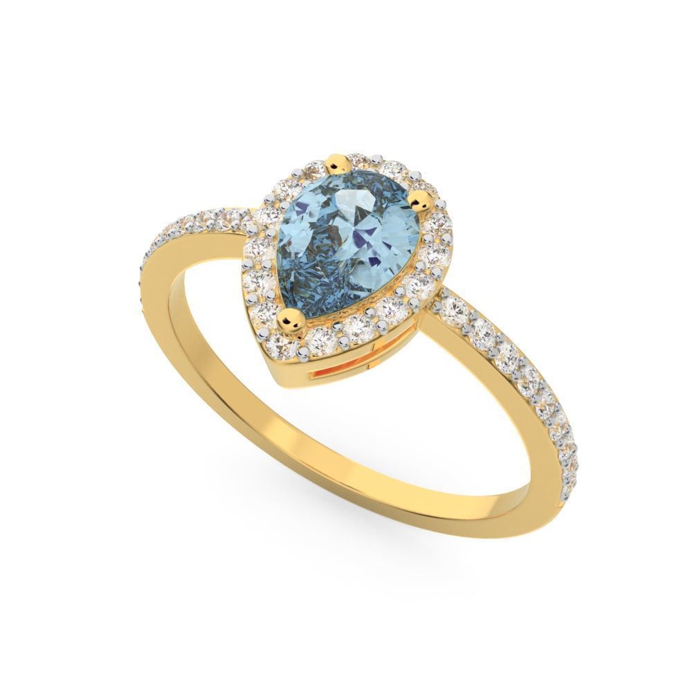 Pear halo engagement ring 3D print model_10