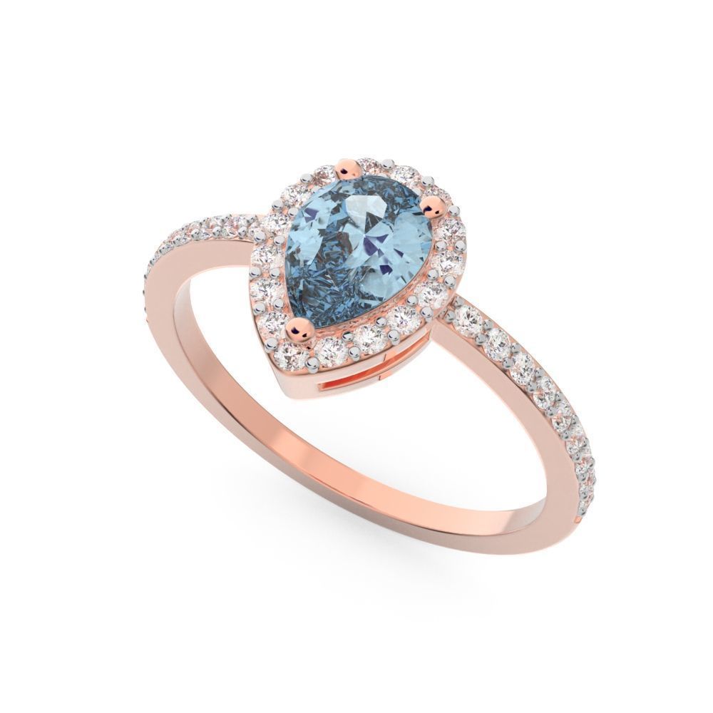 Pear halo engagement ring 3D print model_14