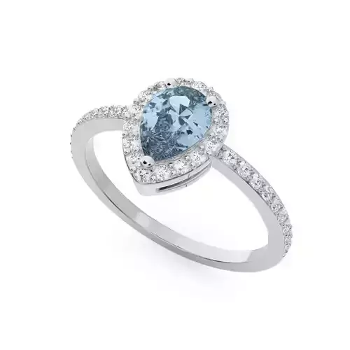 Pear halo engagement ring