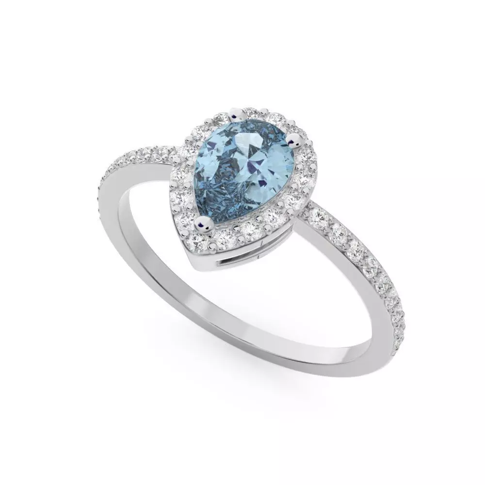 Pear halo engagement ring 3D print model_0