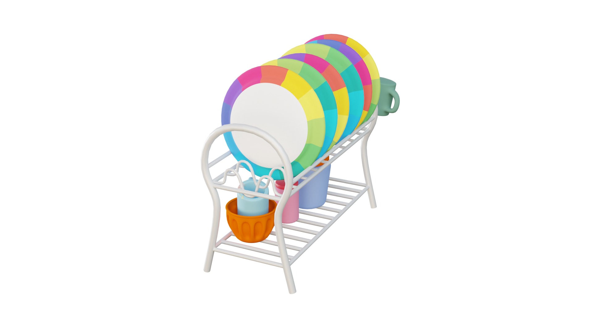 3D Dish Rack With Rig 3D model_1