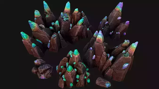 Crystals Gem Gemstone Minerals for the Mine Low-poly 3D model