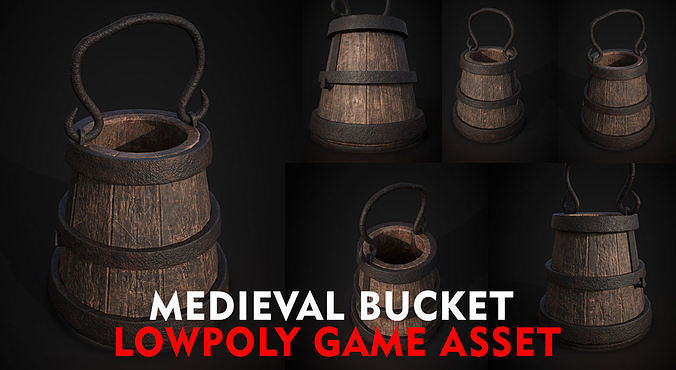 MEDIEVAL BUCKET LOWPOLY GAME ASSET Low-poly 3D model