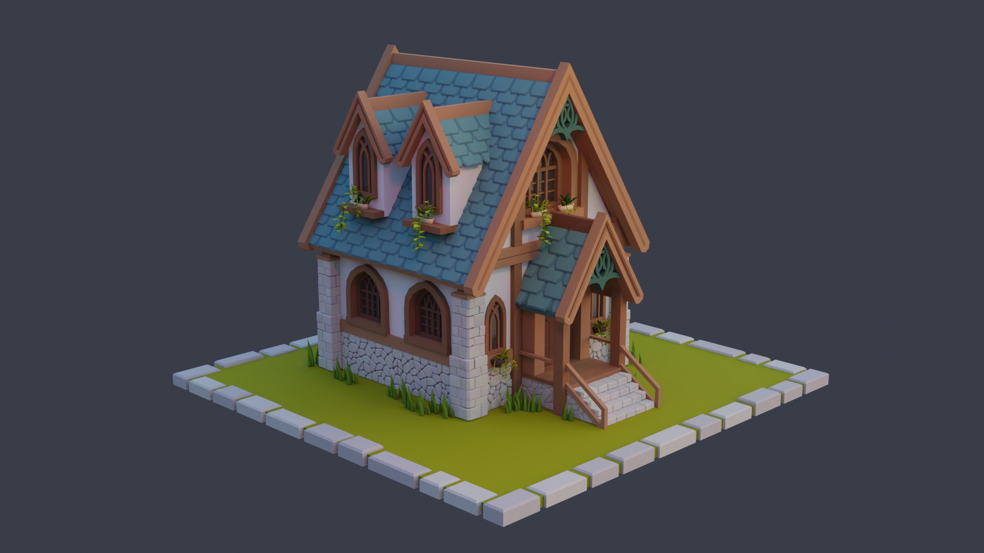 Fantasy house 2 3D model_1