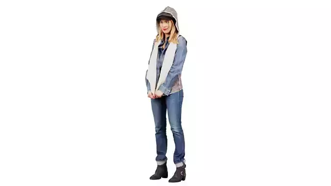 Model in Jeans Outfit and Hoodie Low-poly 3D model