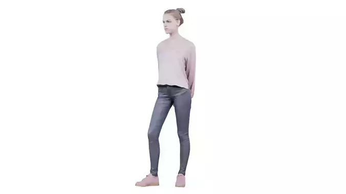 Pink Top Woman in Leather Pants