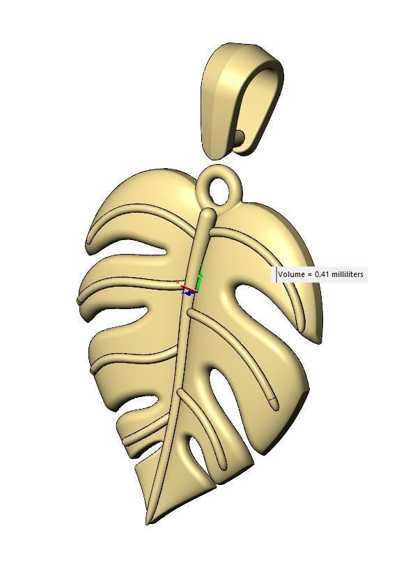 Monstera leaf pendant charm with bail 3D print model_16