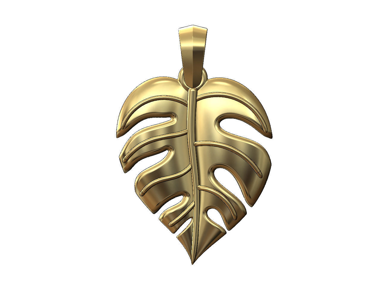 Monstera leaf pendant charm with bail 3D print model_1