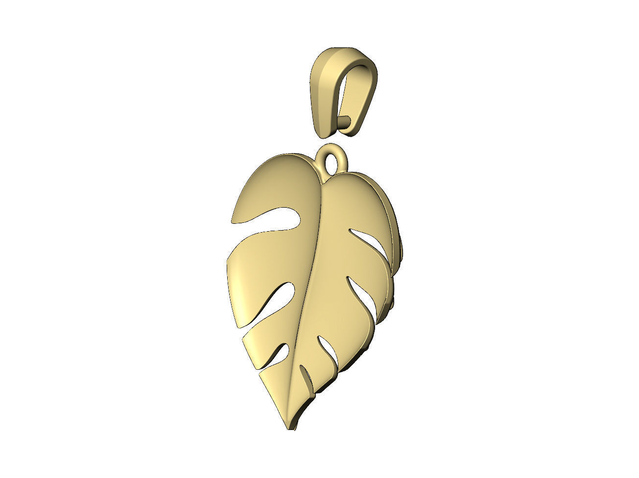 Monstera leaf pendant charm with bail 3D print model_10
