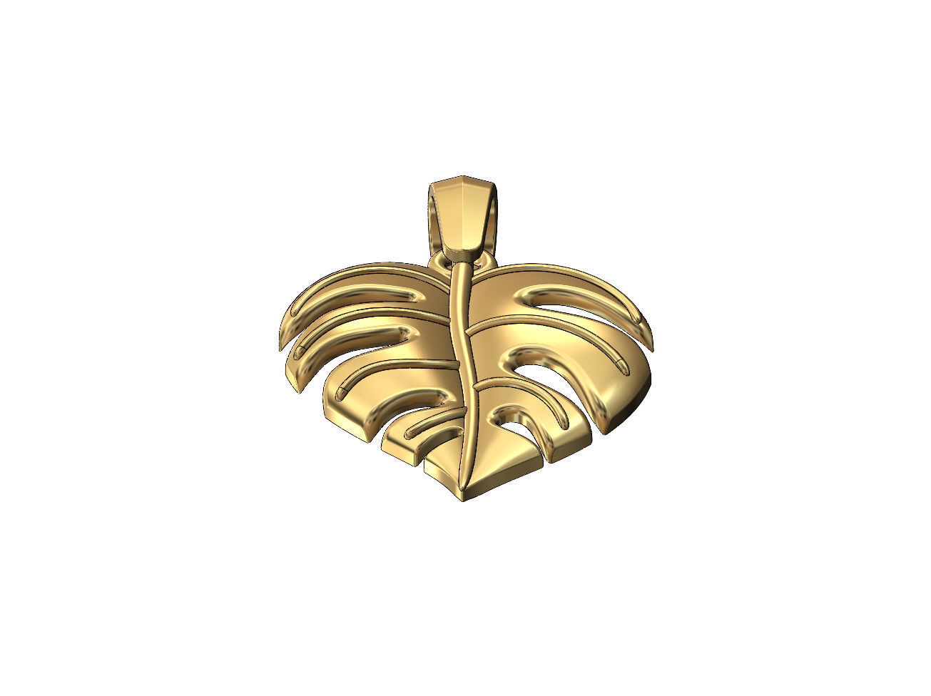 Monstera leaf pendant charm with bail 3D print model_2