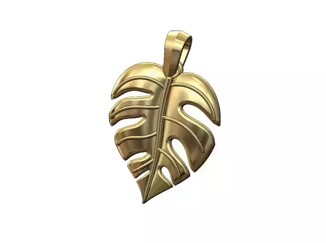 Monstera leaf pendant charm with bail