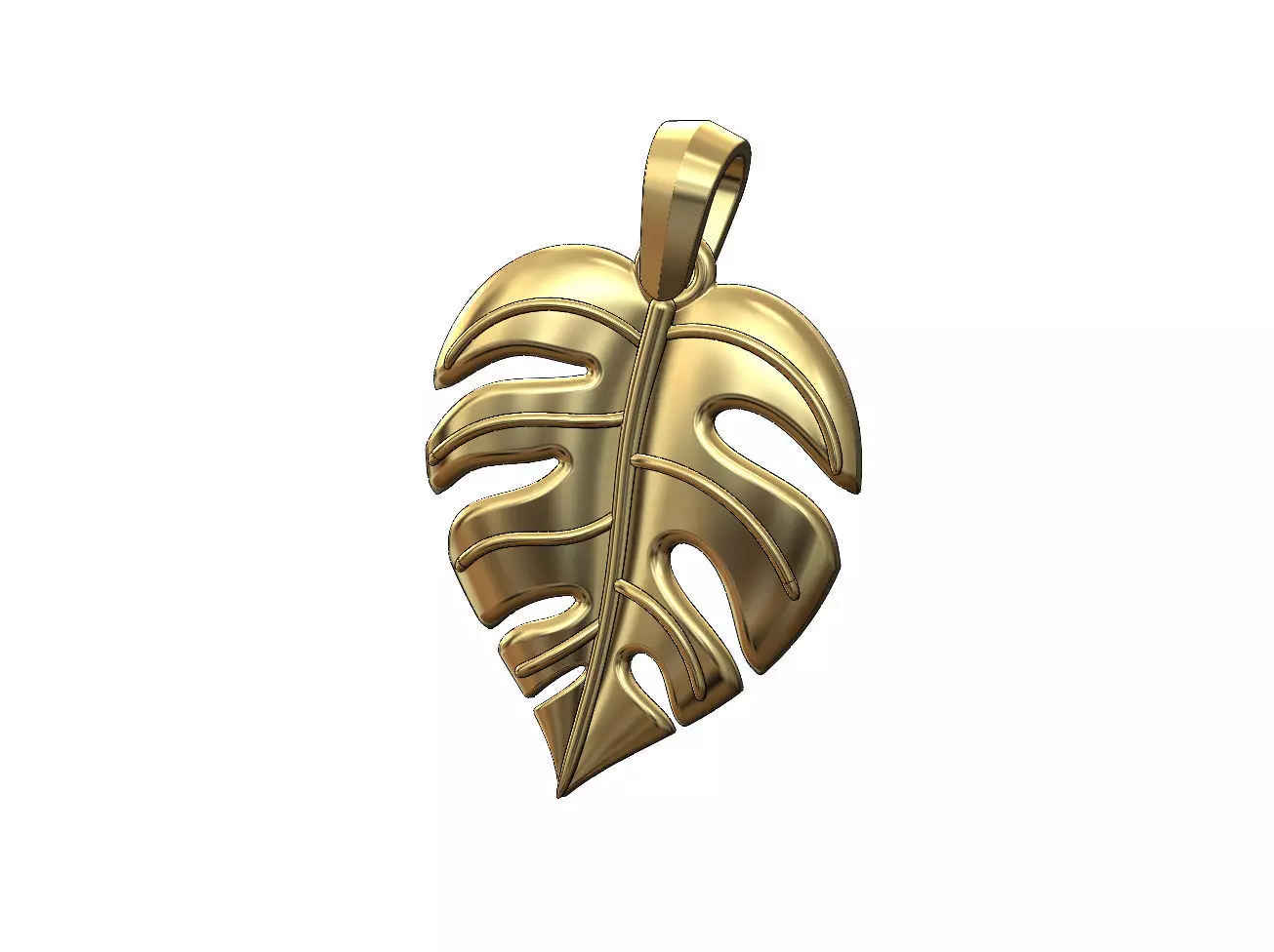 Monstera leaf pendant charm with bail 3D print model_0