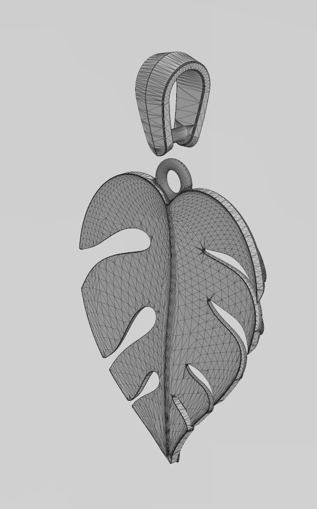 Monstera leaf pendant charm with bail 3D print model_15