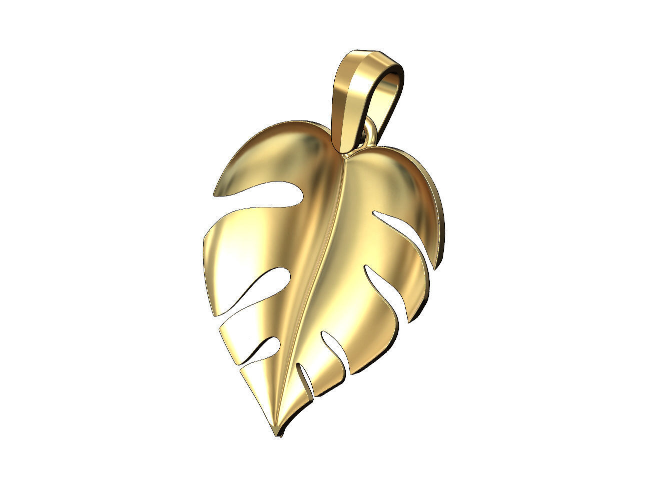 Monstera leaf pendant charm with bail 3D print model_4