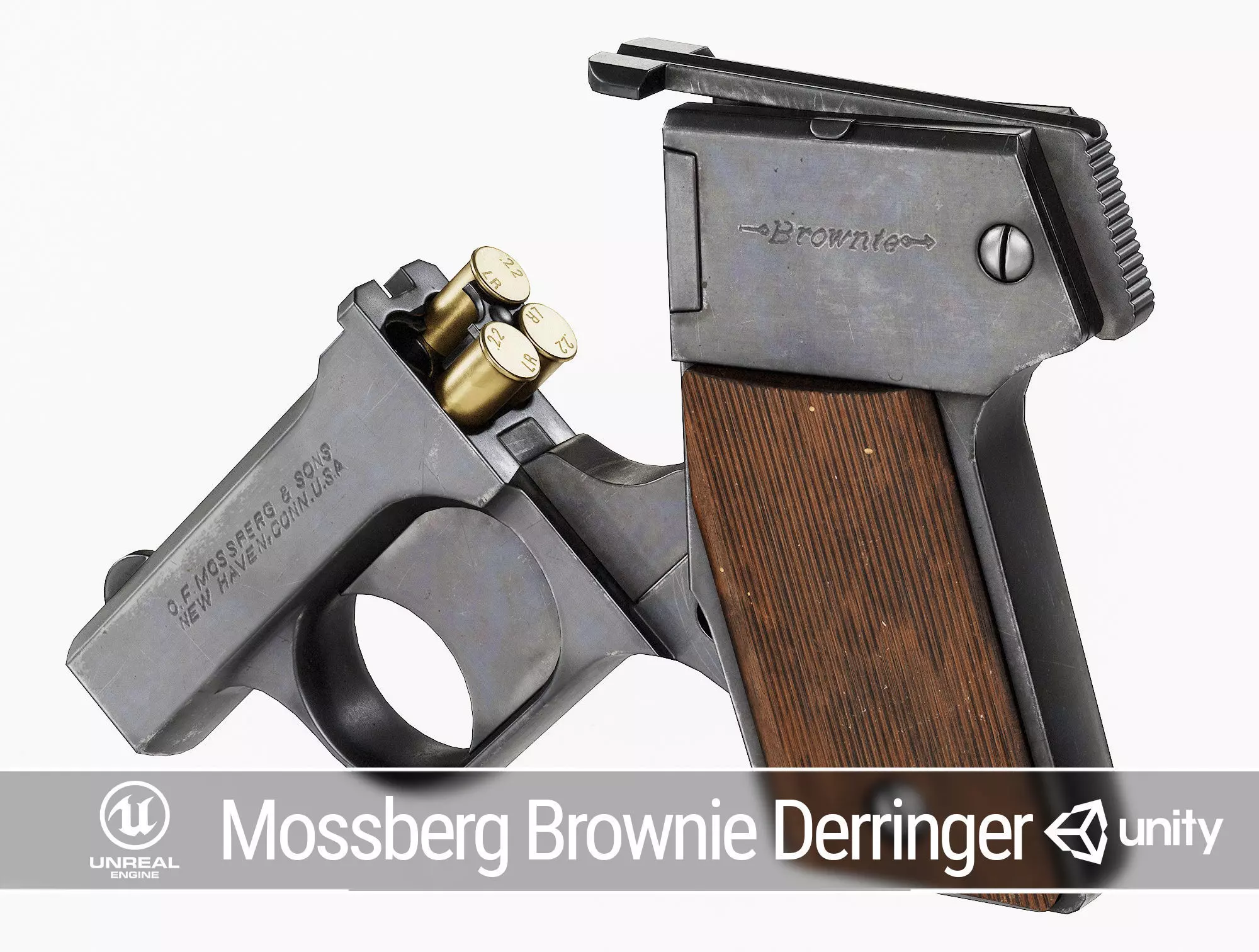 PBR Mossberg Brownie Derringer Low-poly 3D model_0