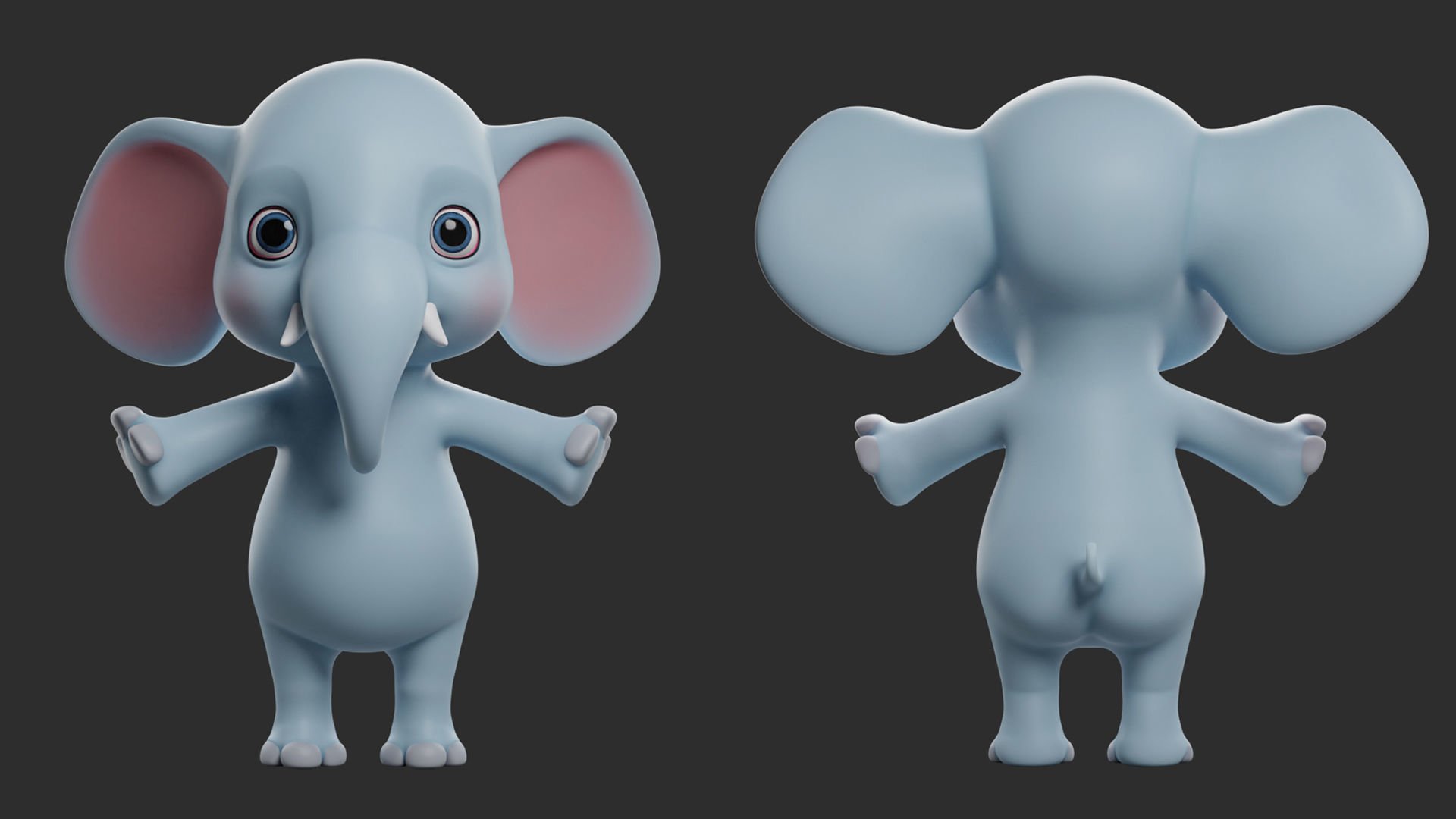Elephant Cartoon Low-poly 3D model_1