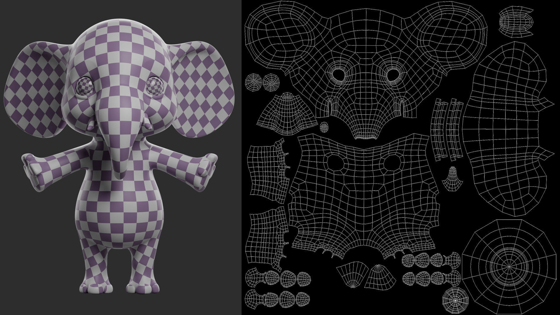 Elephant Cartoon Low-poly 3D model_7