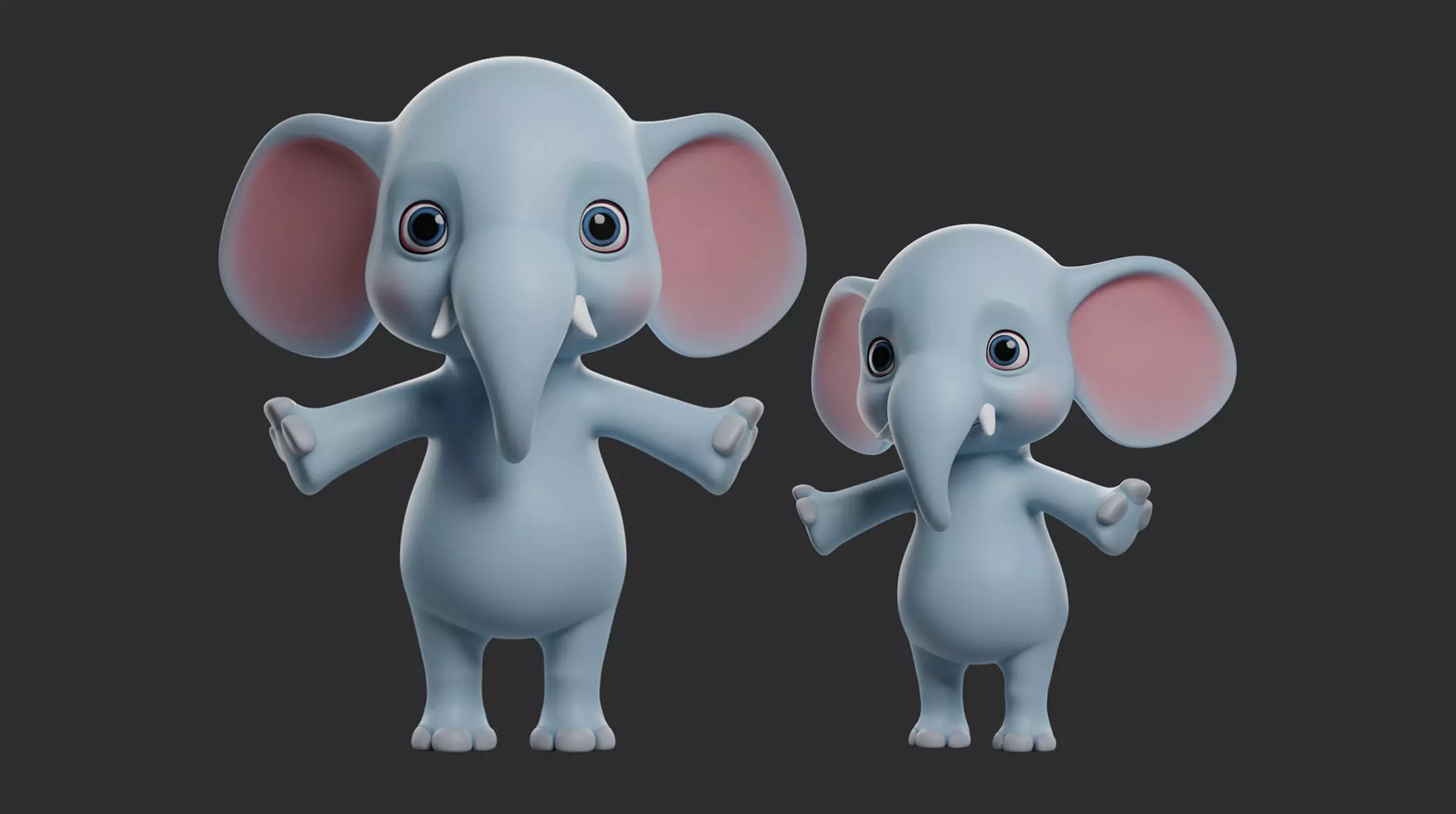 Elephant Cartoon Low-poly 3D model_0