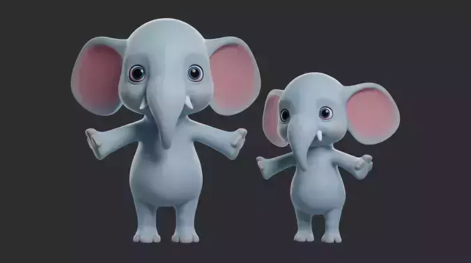 Elephant Cartoon Low-poly 3D model