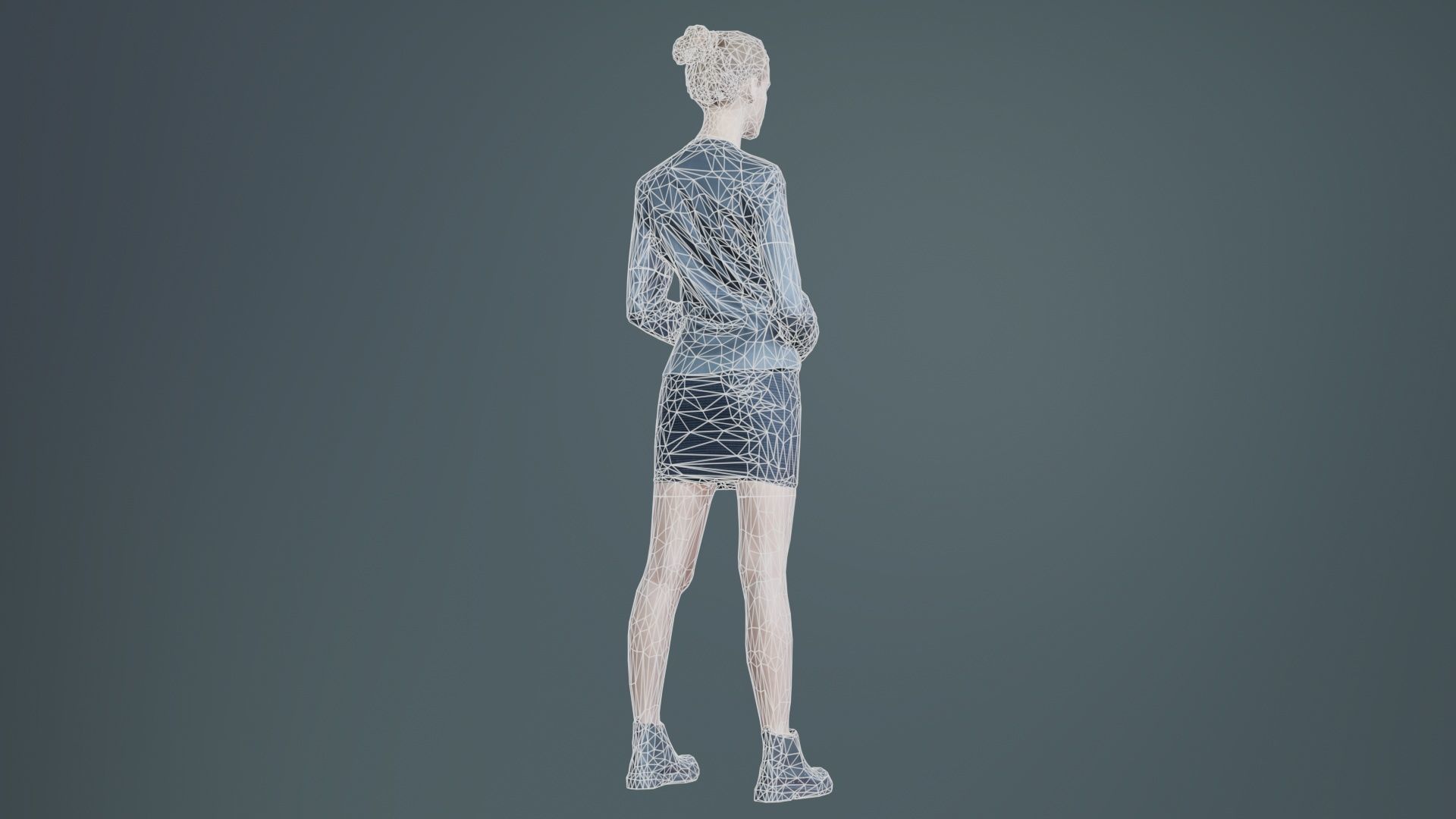 Tough Look Woman in Leather Jacket and Red Top Low-poly 3D model_10