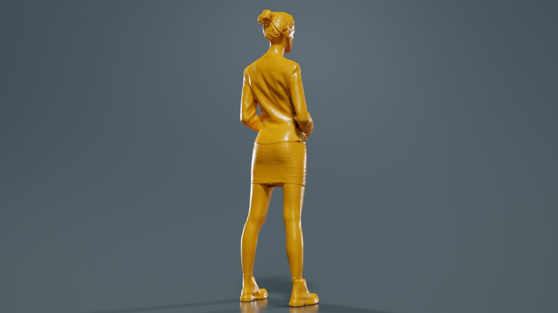 Tough Look Woman in Leather Jacket and Red Top Low-poly 3D model_13