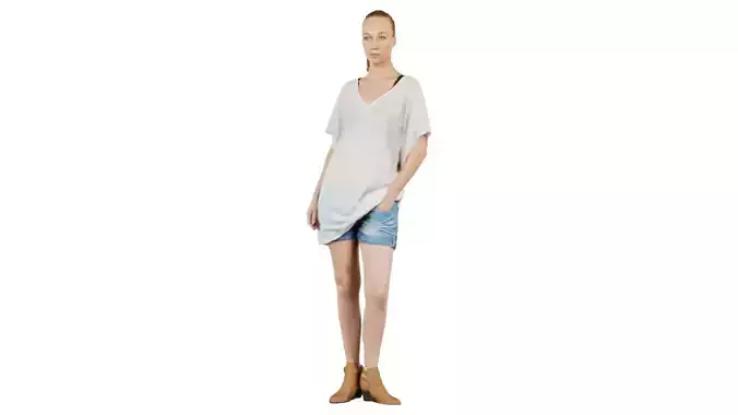 Transparant Top and Jeans Short Woman