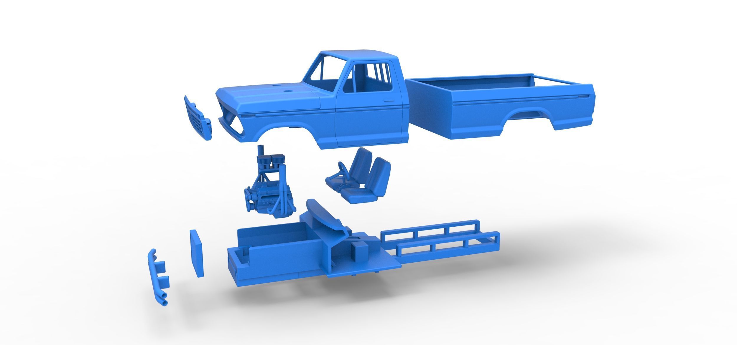Top part of Mud truck Scale 1 to 25 3D print model_12