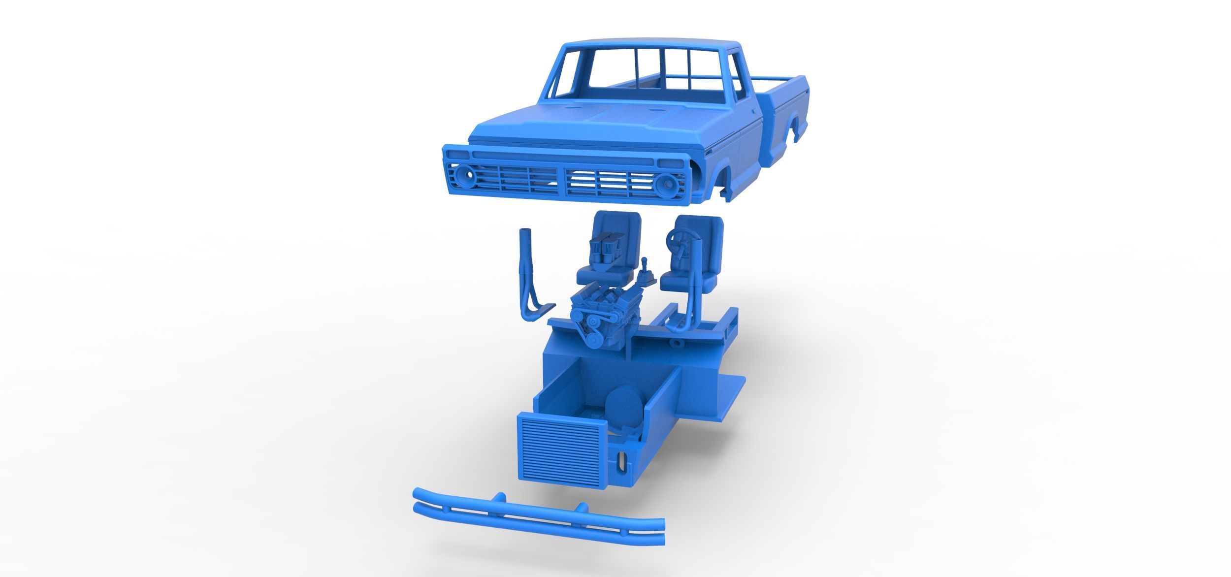 Top part of Mud truck Scale 1 to 25 3D print model_15