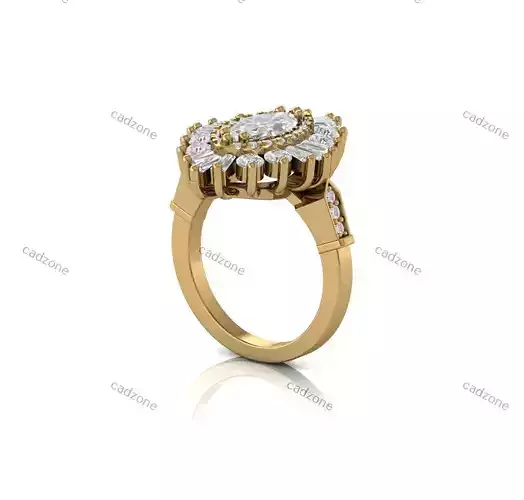 Majestic Marquise Cluster Cocktail Ring-3D Model