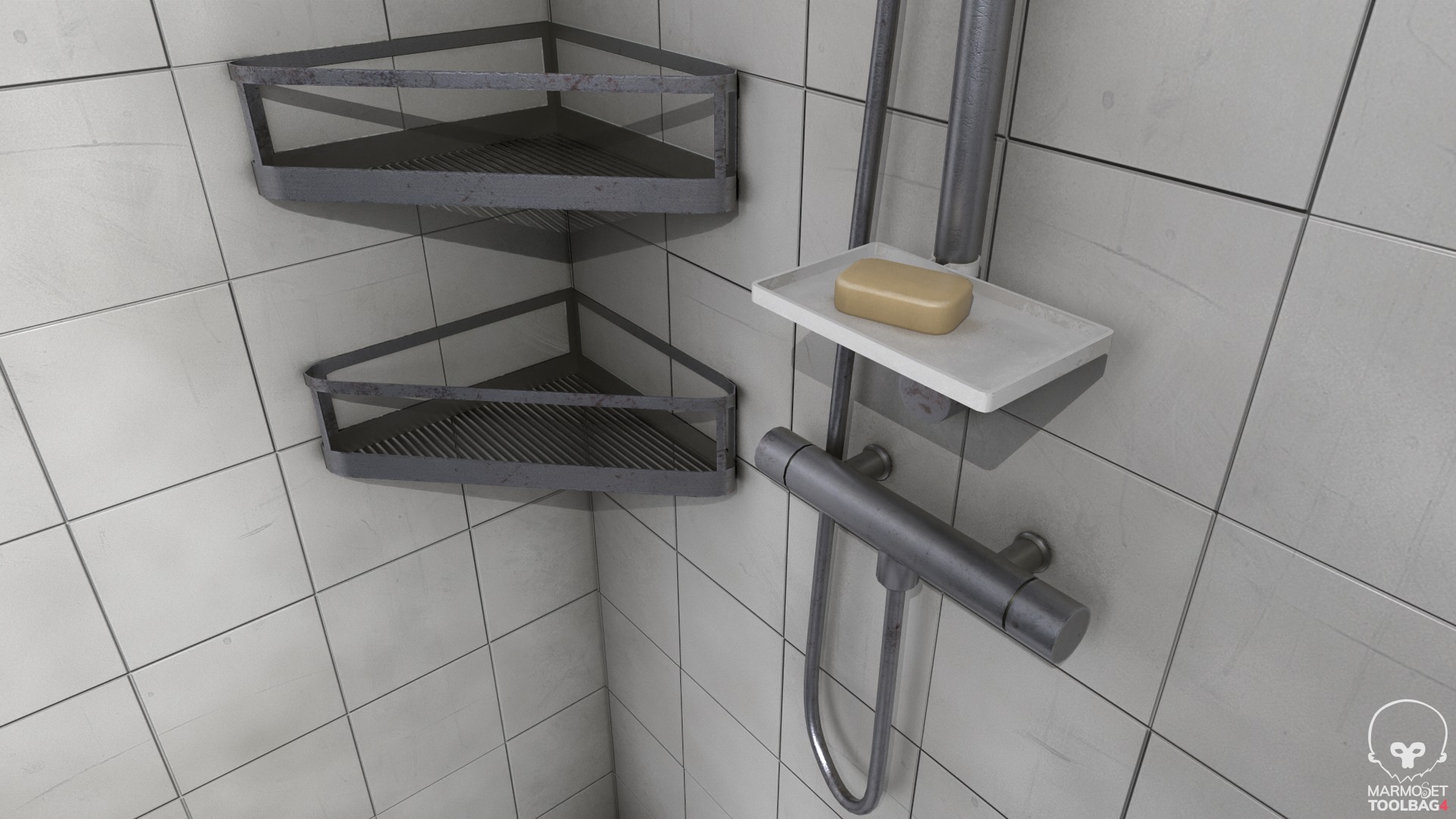 Dirty Shower Low-poly 3D model_3