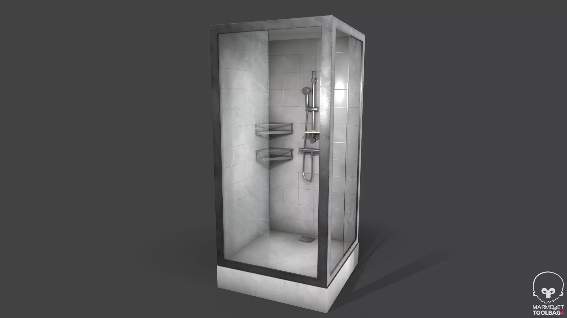 Dirty Shower Low-poly 3D model_0