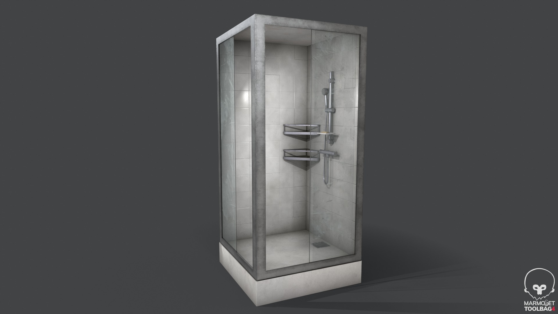 Dirty Shower Low-poly 3D model_2