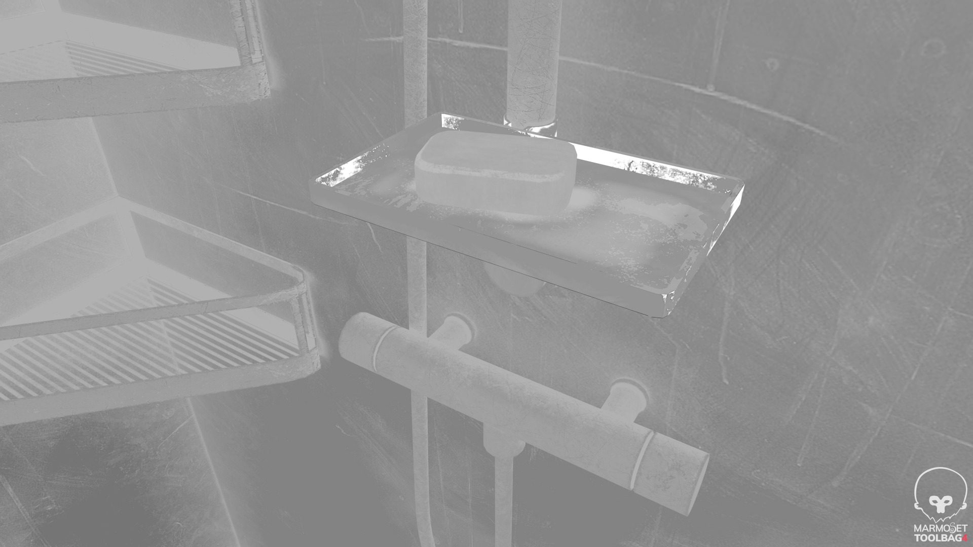 Dirty Shower Low-poly 3D model_12