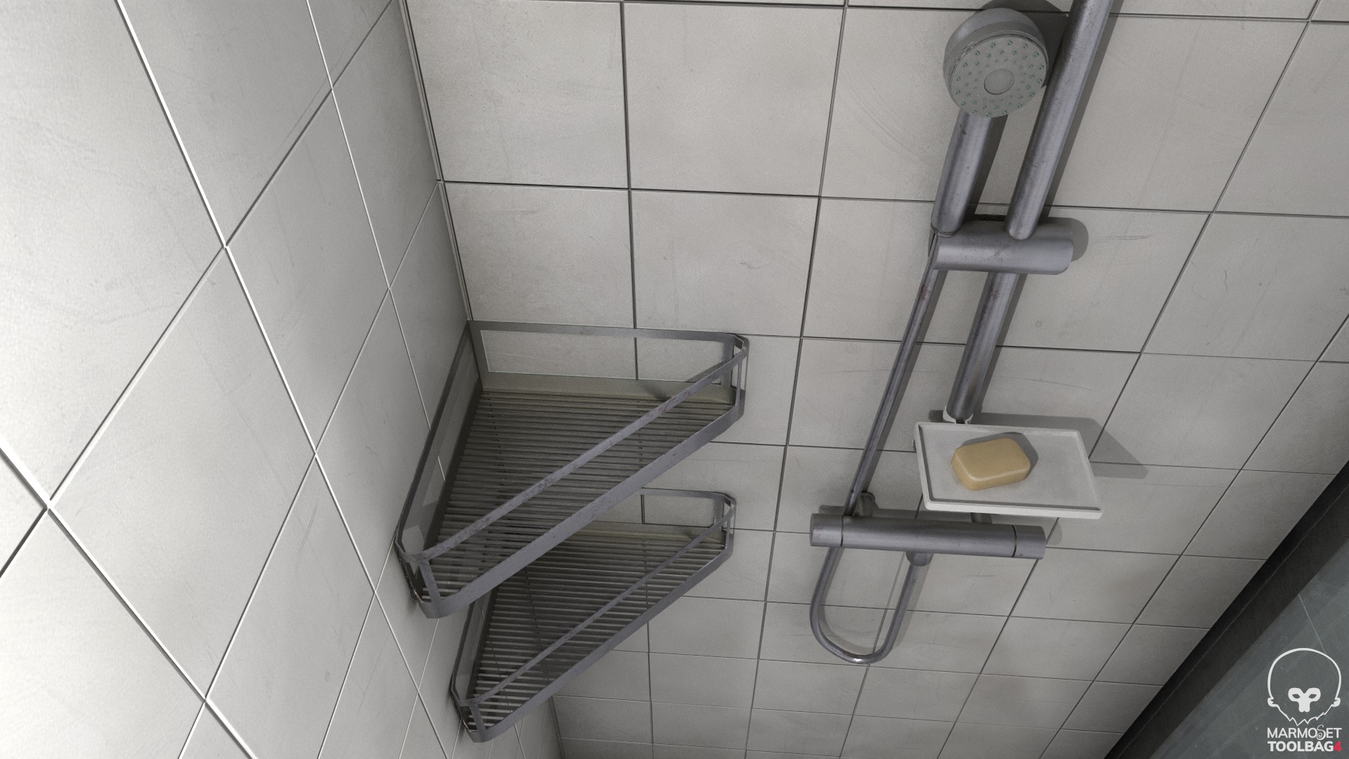 Dirty Shower Low-poly 3D model_4