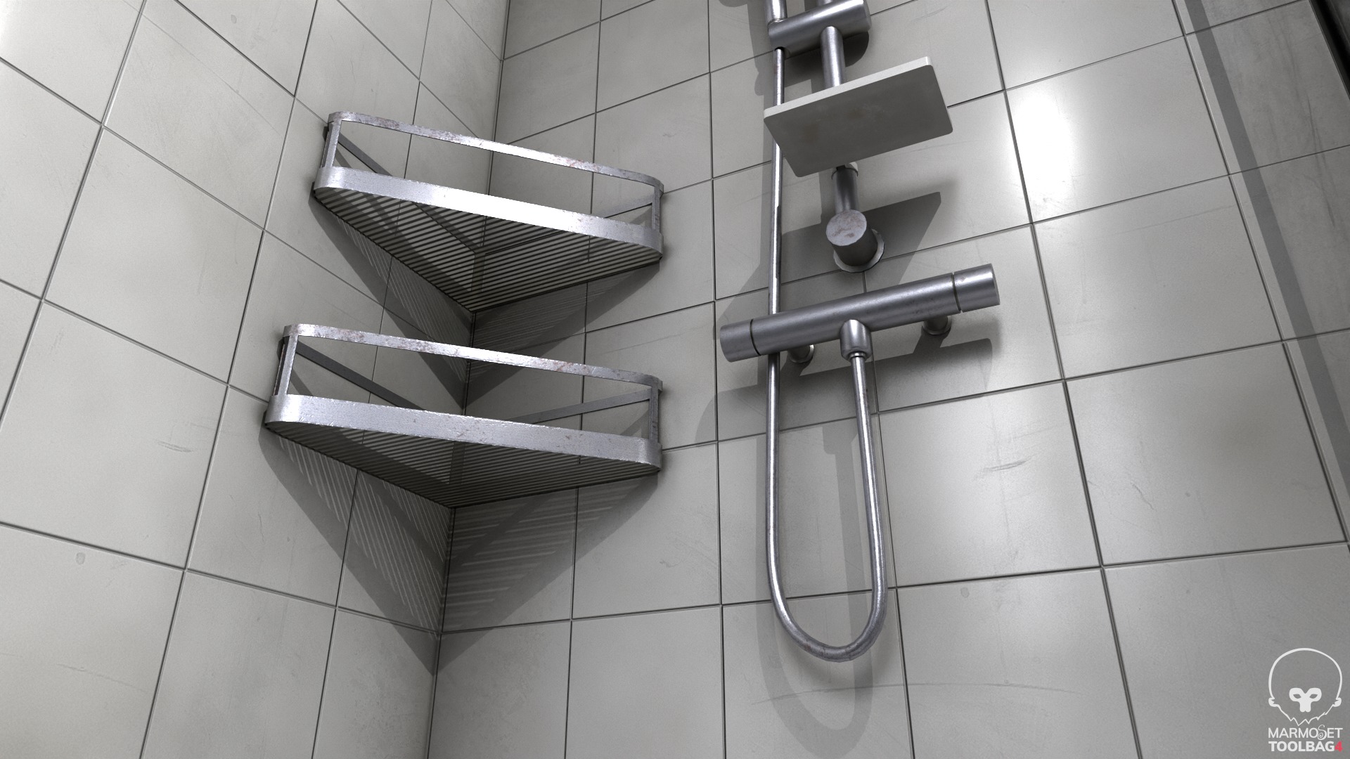 Dirty Shower Low-poly 3D model_7