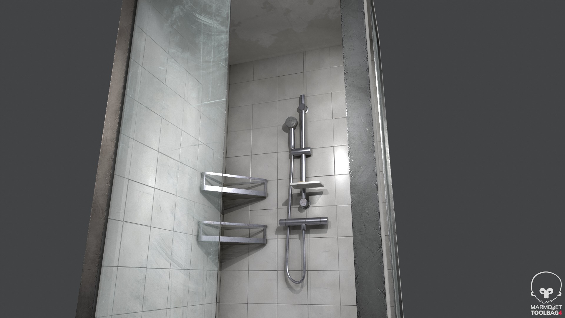 Dirty Shower Low-poly 3D model_10