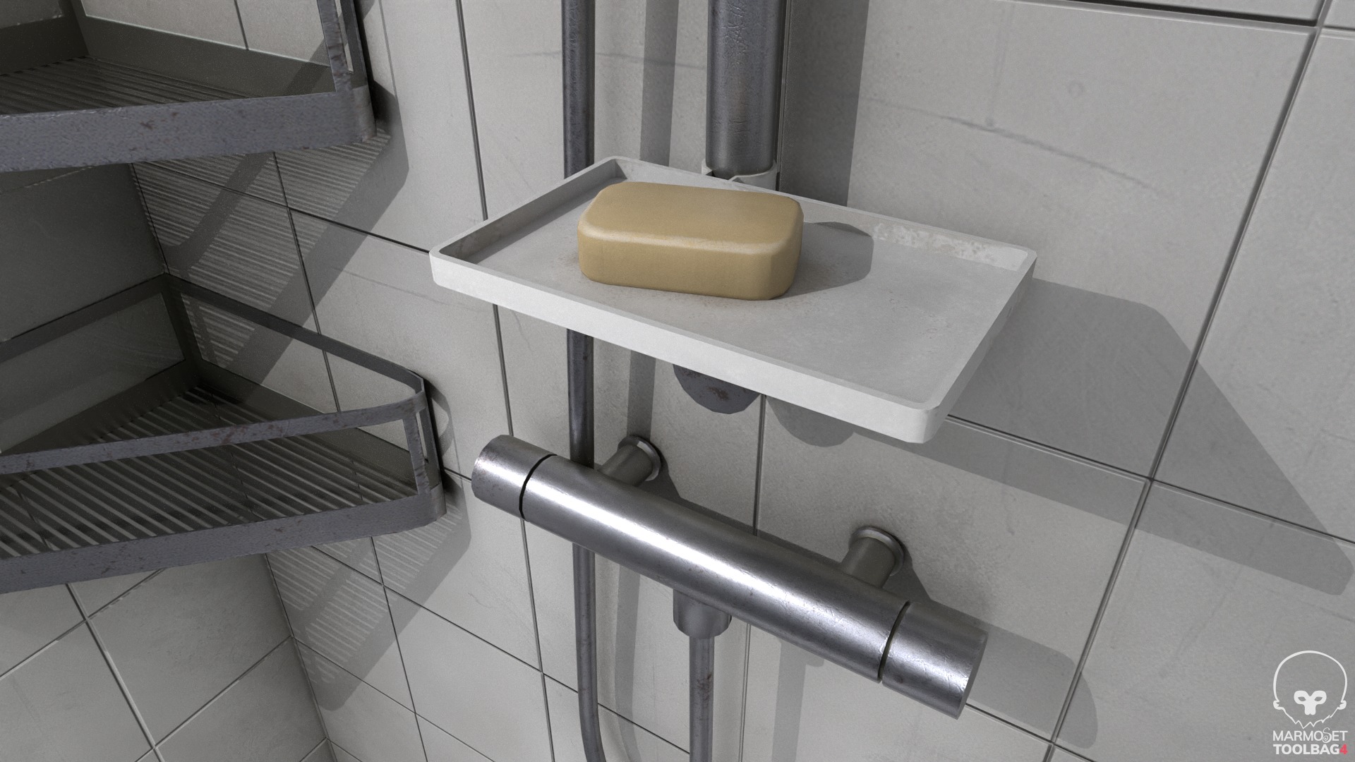 Dirty Shower Low-poly 3D model_5