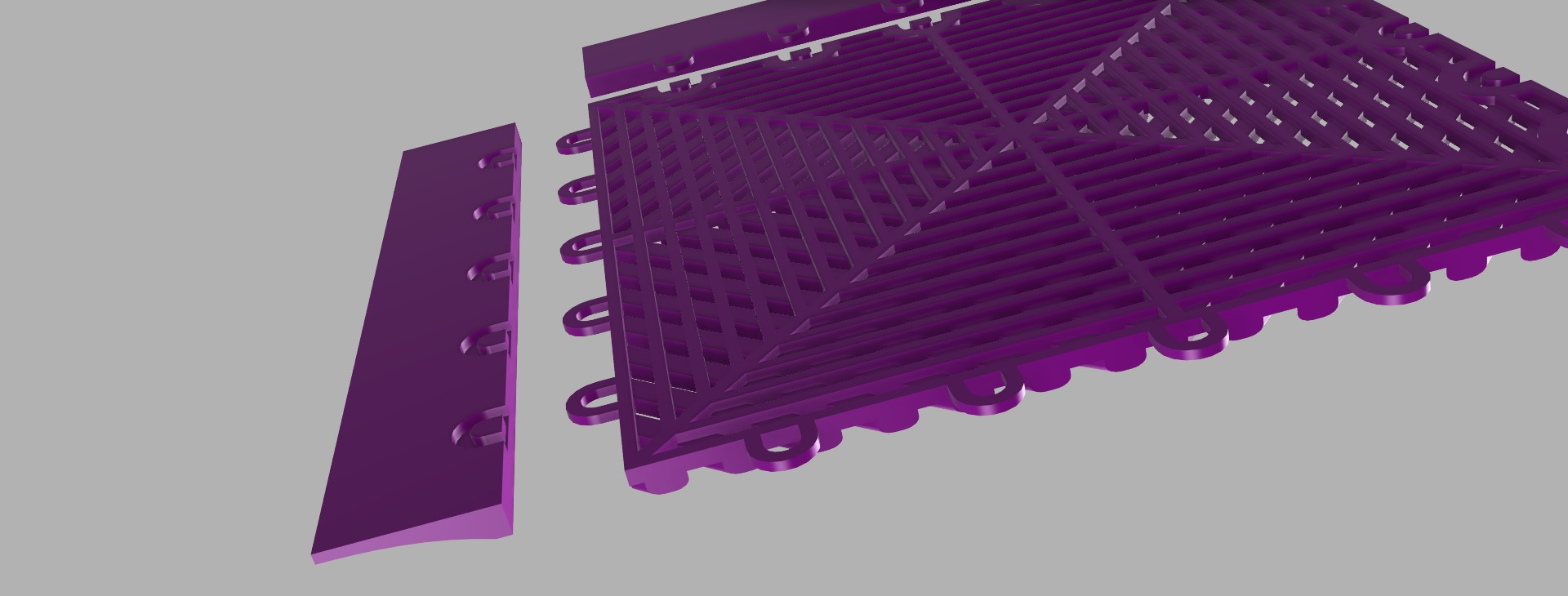 garage flooring plastic tile  encastrable 315x315 con zocalo 3D model_2