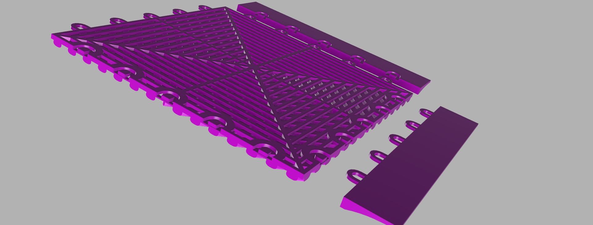 garage flooring plastic tile  encastrable 315x315 con zocalo 3D model_3