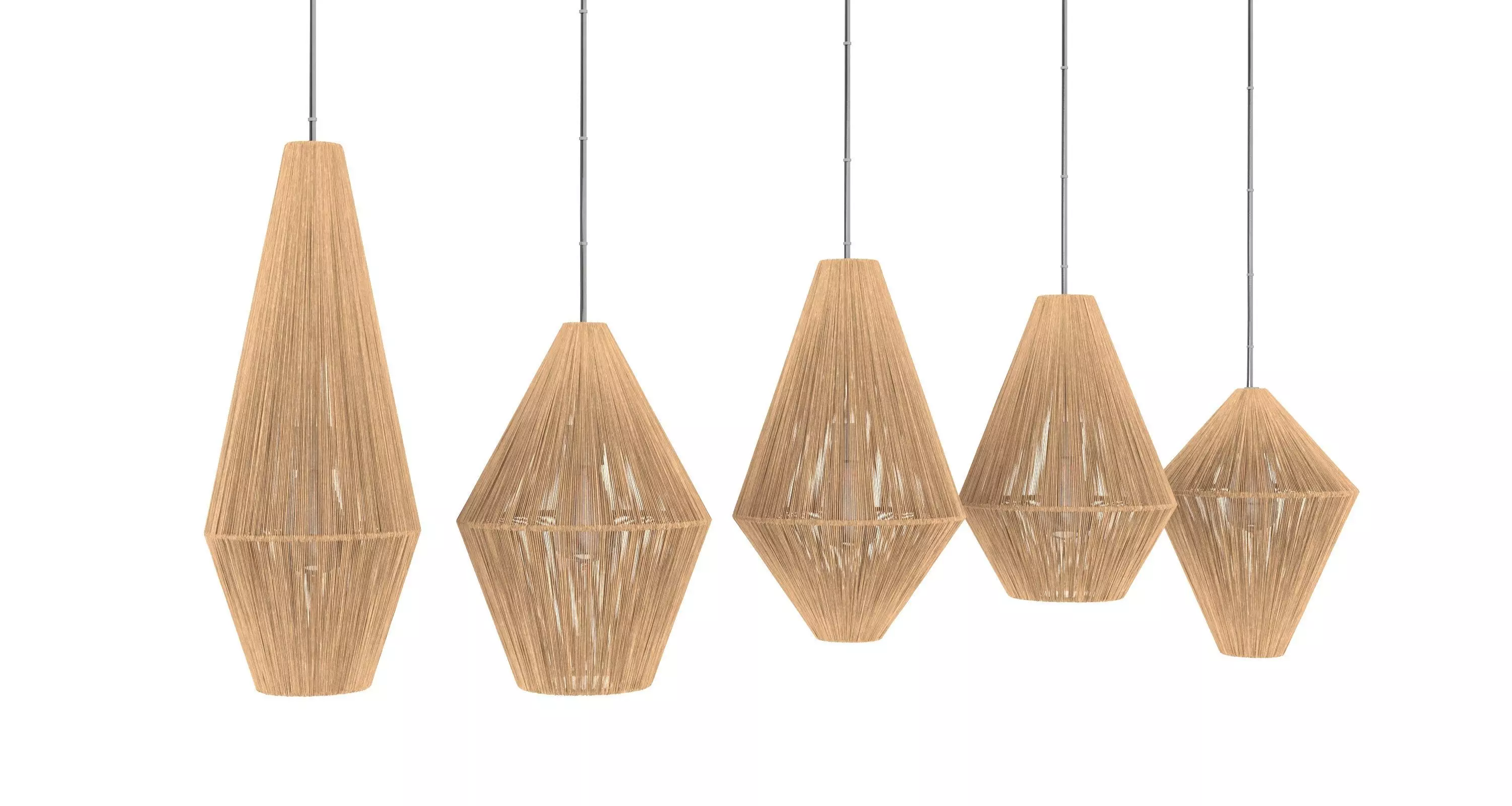 Lamp Wood Rattan Wicker 3D model