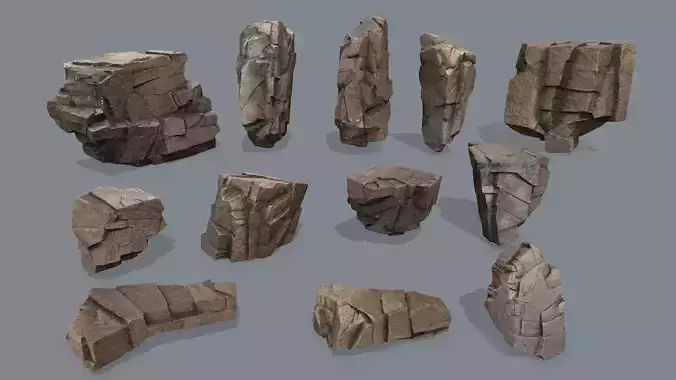 desert rocks Low-poly 3D model