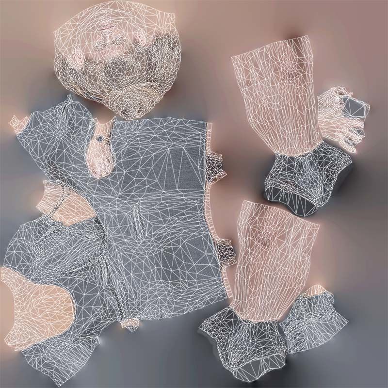 Woman in Grey Dress Texting Low-poly 3D model_14