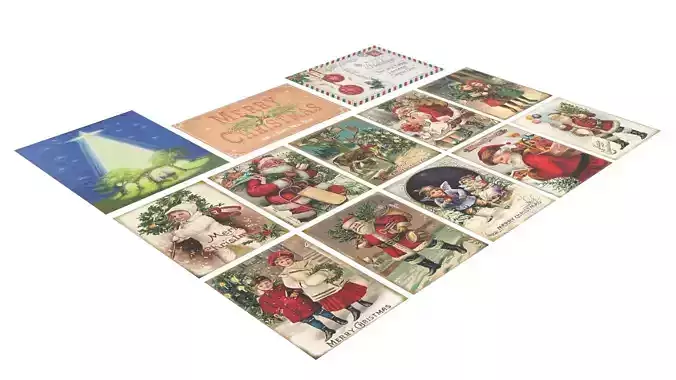 Christmas Postcards Set 3D model