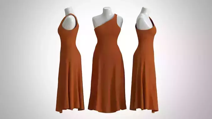 Woman Dress 2 Orange Fabric
