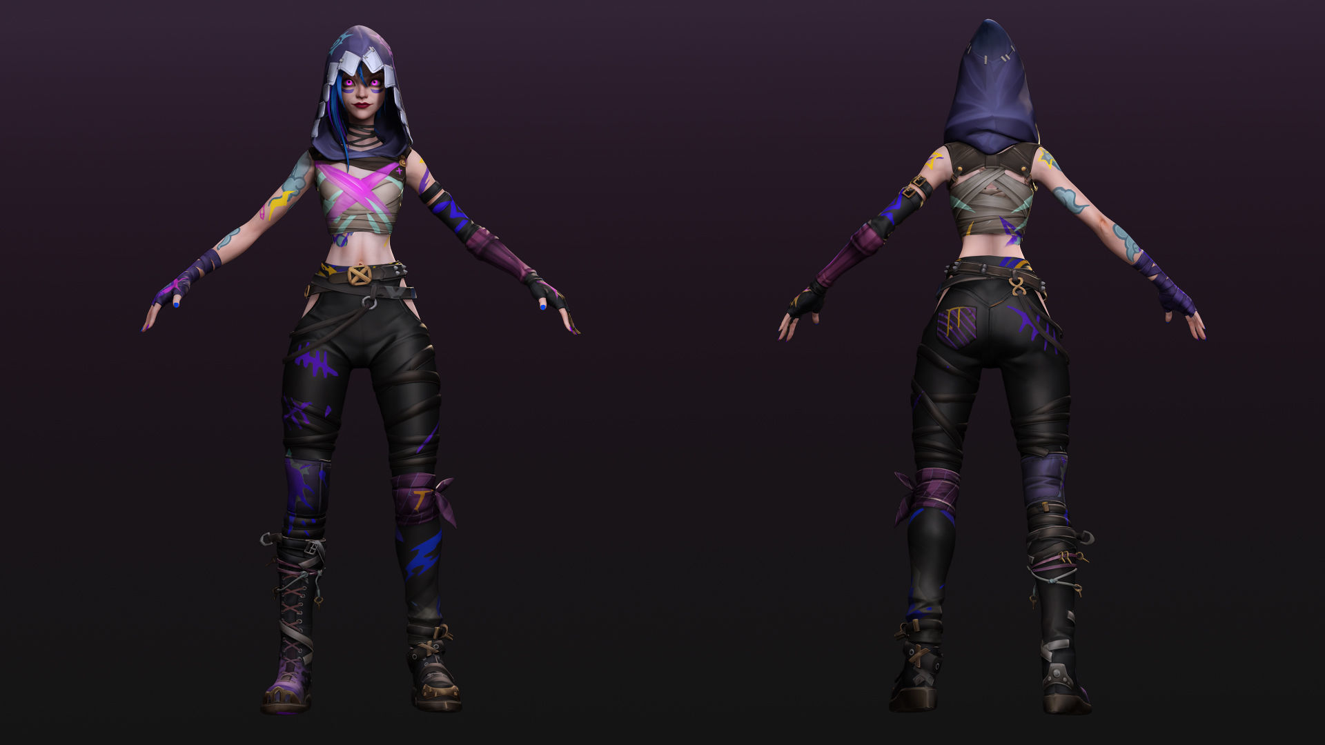 Arcane Prodigy Jinx Low-poly 3D model_7